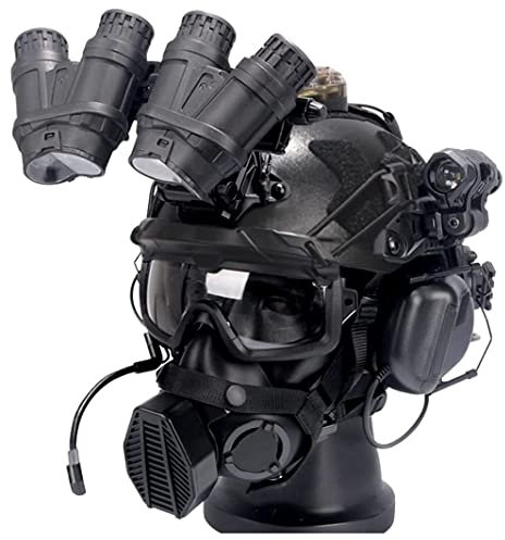 Taktischer Helm Set, PJ Fast Helm Mit Airsoft Maske, Taktischer Kopfhörer, Paintball Brille Und NVG-Halterung NVG Modell Für Outdoor Jagd CS Militär Spiel