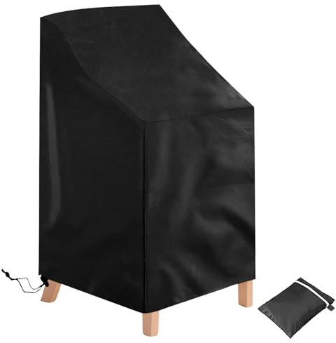 Votoko Funda para Sillas Apilables de Jardin, 210D Oxford Impermeable Funda Sillas Exterior, Anti Viento, Anti UV Funda Protectora Sillas Exterior Terraza con Salidas de Aire - 64x64x70/120cm