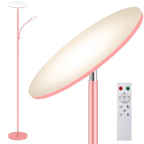 marctronic Pink Stehlampe Wohnzimmer LED Deckenfluter mit Seitenleuchten 2700K-6500K Stufenloses Dimmen 44W 4000LM