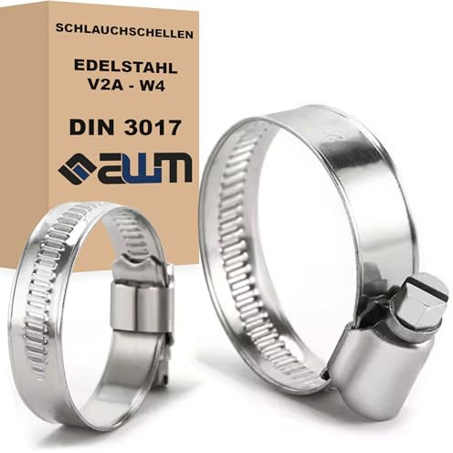 Schlauchschellen Edelstahl V2A W4 PREMIUM Qualität DIN 3017 Schlauch Schellen Rohrschellen (6, 70-90 mm)