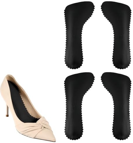 2 Pairs High Heel Inserts for Women, Invisible Adhesive Cushion Insoles Arch Support Non-Slip Slim Inserts Liners 3/4 Comfort Insoles Shoe Pads for Sandals Flats Pump Dress Shoes Boots (Black)