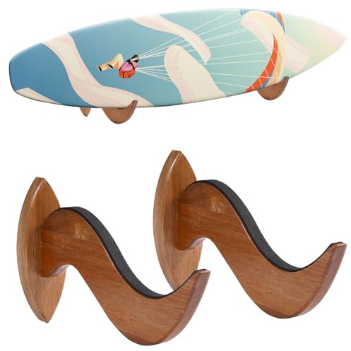 GLOBLELAND 2 Stellt Surfboard Wandhalterung Display Surfboard Wandhalterung Holz Surfboard Wandhalterungen Für Surfboard Snowboard Kiteboard Aufbewahrung Wohnkultur