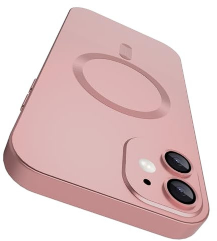 VCGFJD Magnetische Schutzhülle für iPhone 12 mit Kameraobjektivschutz, matt-metallischer Glanz schlank weich TPU-Stoßdämpfer stoßfeste Handyhülle für iPhone 12, Rosa