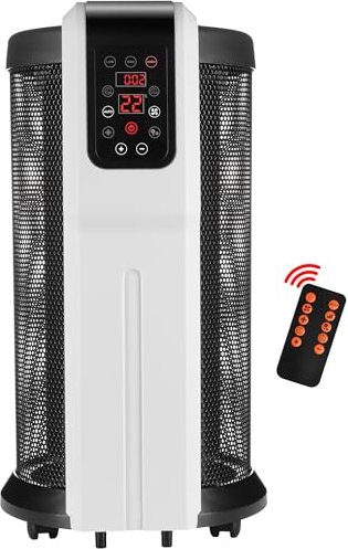 Nyxi Cylindrical Mica Electric Heater with Remote Control – 360° Surround Heating, 3 Heat Settings 2200W, 24-Hr Timer, Energy-Saving, Silent for Home, Office (Digital Control with Remote)