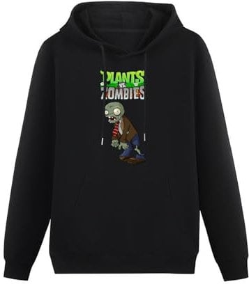 KESIHANXIANGUO Plants Vs. Zombies Unisex Hooded Printed Pullover Hoodies Mens Black Sweatshirts 3XL