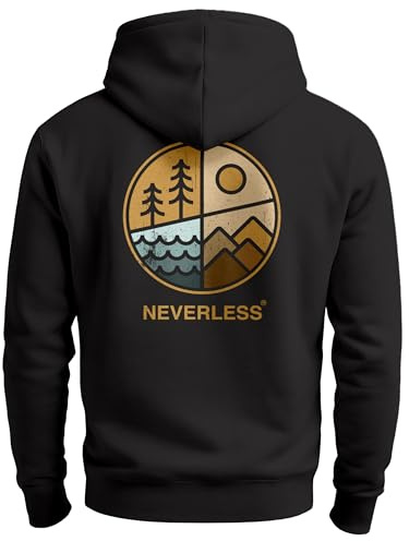 Neverless® Hoodie Backprint Herren Natur Grafik Berge Wald Adventure Outdoor Casual Rückenaufdruck Männer Fashion