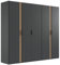 Lomadox Kleiderschrank 250 cm breit Schlafzimmerschrank Drehtürenschrank Schlafzimmer Schrank Wardrobe modern in grau mit Eiche
