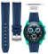 HORACE Omega x Swatch MoonSwatch compatible rubber watch strap 20mm (Blue - Cyan Stitching)