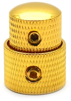 E-Gitarre Doppel-Metall-Lautstärkeregler Bass Dual-Axis Tone Knob String Potentiometer Cap(Gold)