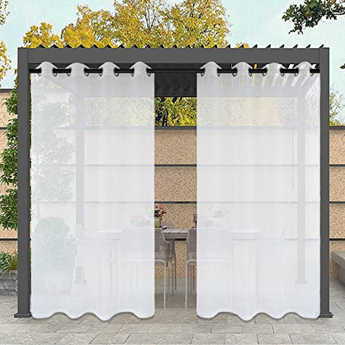 Lot de 2 rideaux d'extérieur de 231,1 x 231,1 cm - Antirouille - Imperméables - Rideaux transparents pour patio, porche, terrasse, tonnelle, pergola - Avec embrasse