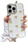 EYZUTAK Case for iPhone 14 Pro Max, Bling Glitter 3D Bowknot Phone Case Cute Sparkly Crystal Clear Bow Aesthetic Design Case Slim Soft Durable TPU Transparent Protective Cover for Women Girls-Gold Bow