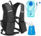 Kamcycle Trinkrucksack Laufen | Trinkrucksack Fahrrad | Laufrucksack mit Trinkblase 2L und 1 Stück 300ml Softflasche, BPA-Frei | Ultraleicht Trail Rucksack Trinkweste