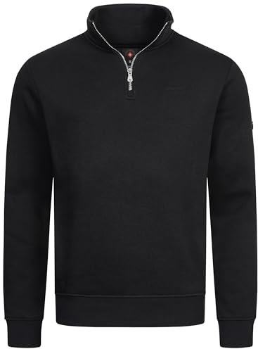 Höhenhorn Troiberg Troyer Pull à fermeture éclair 1/4 pour homme avec col, Noir , M