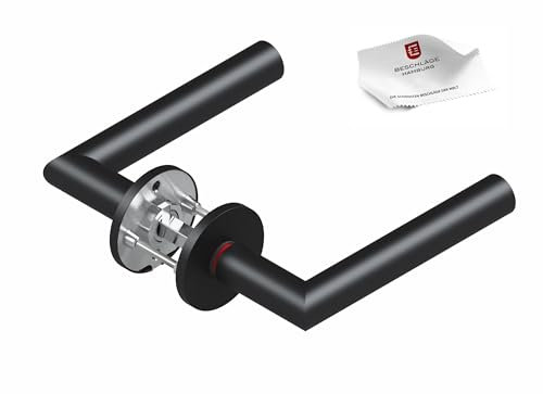 Beschläge Hamburg | smartbloc® hidden Hero Form 1106 - DIN LINKS | Türklinke mit integrierter Verriegelung | Türbeschlag ø54 x 5 mm für Zimmertüren | Drückergarnitur für Innentüren in schwarz matt