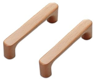 KOVNISE Schrankgriffe aus Massivholz Buche Originelle Holzfarbe Schlichter Moderner Stil für Schrank Tür Schublade Kommode Schublade (96 mm) 2 Stück