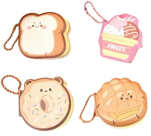 CEJAS 4 Stück Haftnotizen, Kleine Haftnotizen Kinder, Kawaii Schulsachen,Weiche, stressabbauende Hülle, Ideal FüR BüRo, Kinder, Studenten, Mitgebsel Kindergeburtstag, Dessert-Design