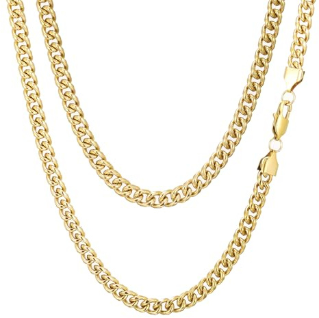 AFSTALR Panzerkette Herren Halskette 3/4/5/6/7/8mm Breit Edelstahl Silberkette Goldkette Schwarz Kette Herren Kubanische Gliederkette Cuban Link Chain Schmuck für Männer Damen 45-60CM