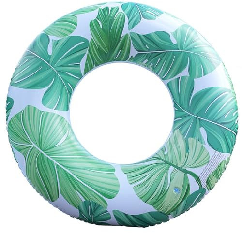 Anello da nuoto per adulti, materasso ad aria, gonfiabile, anello da piscina, anello da nuoto gonfiabile, piccola estate, acqua, piscina durevole, nuoto (verde bianco)