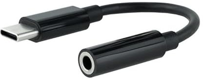 glowster Cable Adaptador USB-C a Jack 3.5mm, Color Negro, Permite conectar Auriculares y Dispositivos de Audio a Dispositivos USB-C.