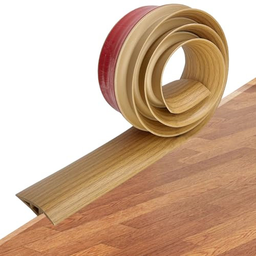 1M PVC Floor Transition Strips Strong Adhesive,Ideal for Carpet, Laminate, and Doorways for 10 MM Edges Height Difference Trim(Yellow Oak)