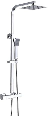 Arko bathroom Thermostatic Shower System | Thermostatic Shower Mixer Set with Overhead Rain Shower and Handheld Shower (Chrome)