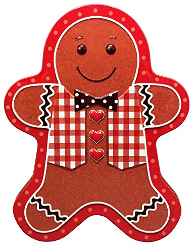 Home of Christmas Dose, Weihnachtsdose, Gebäckdose, Aufbewahrungsdose, Keksdose, Blechdose. Aufbewahrung für Plätzchen und Lebkuchen (Lebkuchenmann 2l / 24,8 x 19,2 x 5,5 cm)