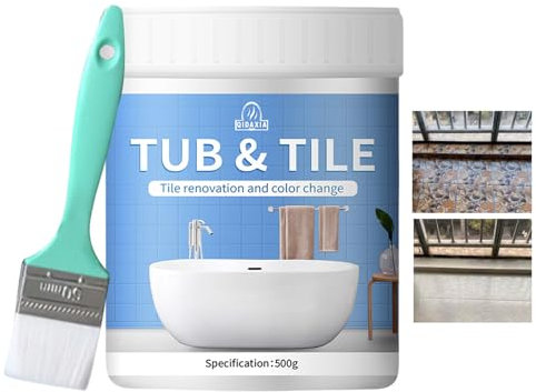 Kit di vernice per piastrelle da bagno da 500 g, riparazione smalto, kit di finitura bianca per vasca e piastrelle, vernice doccia smaltata, copertura per rifinitura ad asciugatura rapida, a base