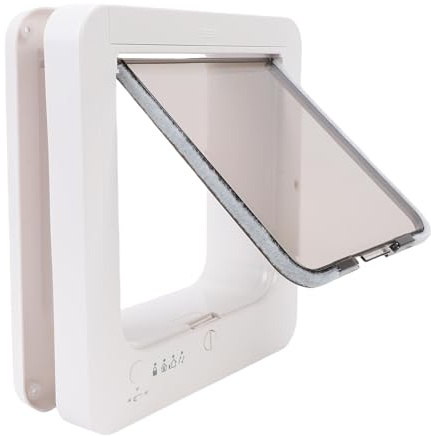 Fockety Chatière Intelligente pour intérieur et extérieur, chatière à Puce électronique à détection Automatique avec 2 capteurs de Collier et Verrouillage à 4 Voies, chatière Murale