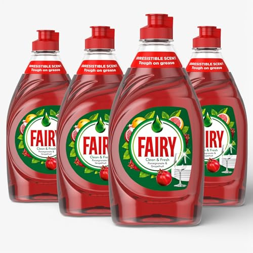 FAIRY Washing Up Liquid POMEGRANATE & Grapefruit 320ml - Pack of 4 | Dishes Grease Cleaner | Exceptional Cleaning Power | Easy and Effortless Cleaning