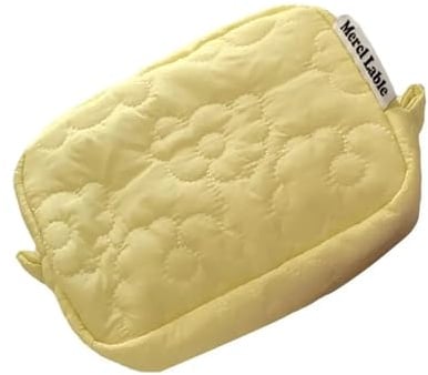 Trousse MatelasséE Trousse de Maquillage Couleur Bonbon en Dacron, Grande capacité, Sac Rangement Portable et Souple for cosmétiques, for Femmes(Gold)