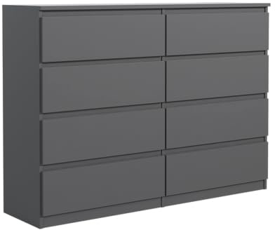 MebLocker Kommode 100 cm, 8 Schubladen, Anthrazit | Sideboard, Wohnzimmer Flur Schlafzimmer, Moderne Schlafzimmermöbel, Kommodenschrank 100x101,5x39 cm