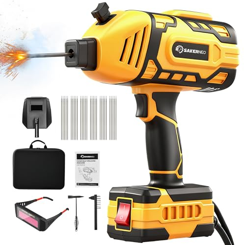 SakerNeo Compact Handheld Welding Machine 220V IGBT Inverter 20-120A | 5-Step Dial, Lightweight Portable Welder for 3/32 to 1/8 Electrodes – Ideal for DIY & Home Repair (Yellow)