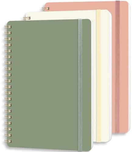 3er Pack Klein Notizbuch Kariert Notebook, 210 Blatt, Spirale Notizblock | Großformatiges Notizbuch (12,7 × 17,78 cm),5-mm-Punktraster, 180° flach für Arbeit, Schule, Journaling, als Geschenk