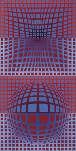 GYTRI CGFHJ Victor Vasarely Poster Abstrakte Wandkunst《Raster-Illusion》von Victor Vasarely Drucke Farbbild-Leinwandgemälde für Wohnkultur 50x100 cm Ungerahmt