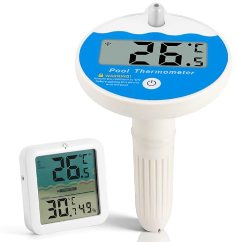 Viitech Thermomètre Piscine Flottant sans Fil Radio avec Capteur, étanche IP68 Portée de 100M Combinaison Thermomètre Température Wireless d'eau LCD