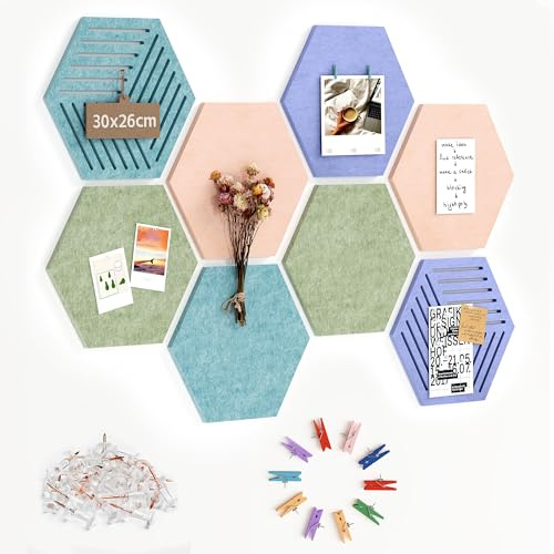Sechseckige Filz Pinnwand Selbstklebend: 8 Stück Vision Board Memotafeln Pinwand Wanddekoration Korkwand für Büro Küche, Fotos Memos