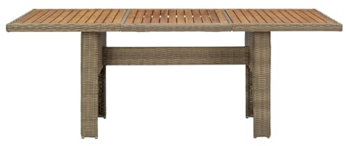 HFMDRMU Garten Esstisch aus PE Rattan und Glas mit Stahlrahmen als wetterfester Terrassen Tisch, 200x100x74 cm