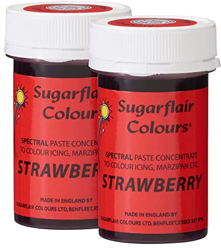 Sugarflair Spectral Strawberry Food Colouring Paste, Highly Concentrated for Use with Sugar Pastes, Buttercream, Royal Icing or Cake Mix, Vibrant Colour Dye - 25g (Pack of 2)