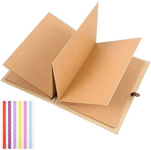 Luoem Kraftpapier, gebundenes Akkordeon, Stil zum Basteln, Fotoablum, Buch, 36 Seiten, weiß, für Abschlussfeier, Geburtstag, Valentinstag (hellbraun)