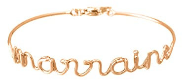 BAM ! BIJOUX A MESSAGES Bracelet en Fil Lettering en Laiton Rosé - Message : Marraine