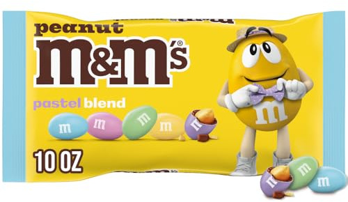 M&M'S Peanut Chocolate Candy, Peanut M&M'S for Easter Basket Stuffers, Easter Candy, Eggs, Pastel Colors, 10 Ounces per Bag