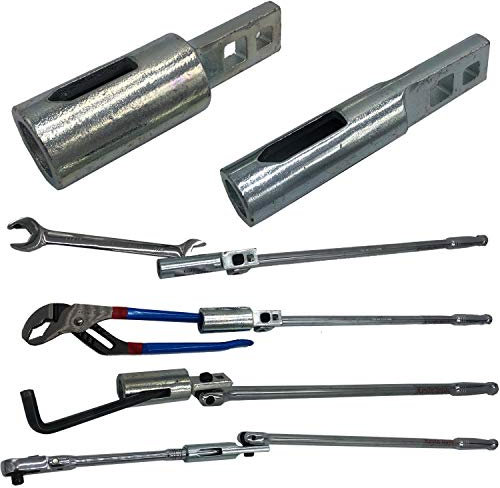 Keyfit Tools Big Bertha BREACHERS STUBBY 1/2 I.D. & 1 I.D. & Breaker Bar W/Ratcheting Adapter (4PC Set) Wrench Extender Extension for Ratchets Pliers Torque Up to 4 Feet of Nut Busting Power