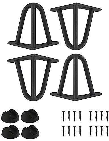 Pieds de Table en Épingle à Cheveux, Ensemble de Pieds de Table en Épingle 4 PCS, Pieds en Épingle À Cheveux Acier avec 3 Tiges Robustes, Pieds de Meubles Noirs pour Créer Table Bureau 10cm