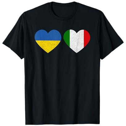 Ucraina bandiera cuore e Italia bandiera cuore Vintage Maglietta