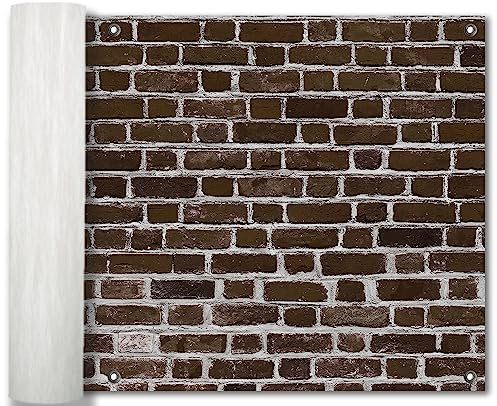 Wallario Balkonverkleidung, Sichtschutz, Windschutz, Meterware nach Maß mit vormontierten Ösen - Motiv Ziegelsteinwand in braun - Backsteine (Grundpreis: 29,95Eur/m)