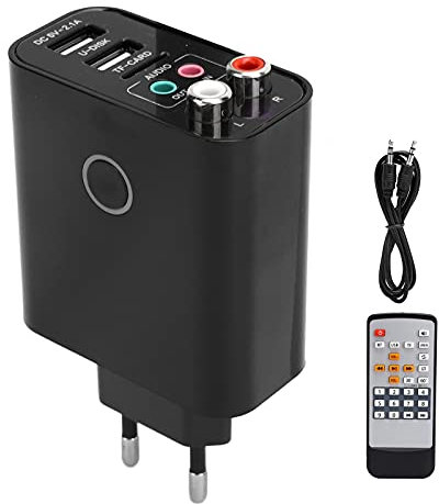 Transmisor Receptor Bluetooth 5.0, Adaptador Bluetooth 2 en 1 Control de App con Control Remoto Cable de Audio de 3.5mm Módulo de Carga Rápida Incorporado(Enchufe de la UE)