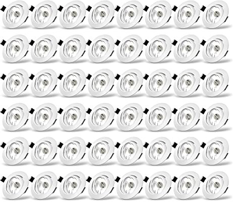 Einbaustrahler GU10 Set, Schwenkbar led spot einbaurahmen Rund Matt Weiß, Einbauleuchte Einbaurahmen Optik, Inkl. GU10 Fassung für LED oder Halogen Leuchtmittel, 48 Stück