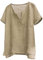 Bluse T-Shirts Herren Casual Sommer Plain Kurzarm Baumwolle Leinen Stehkragen Knopf V-Ausschnitt Strandhemden (L,Kurzarm-Khaki)