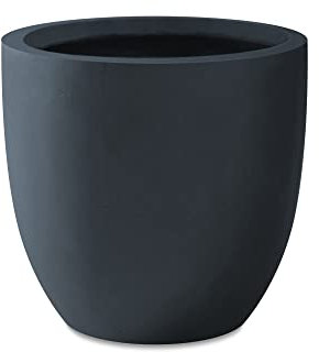 Kante RC0152B-C60121 Pflanzgefäße für den Innen- und Außenbereich, rund, anthrazit, 33,8 cm, dekorative Pflanzgefäße mit Ablaufloch und Gummistopfen für Haus und Garten
