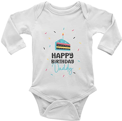 Shopagift Happy Birthday Daddy Celebration Long Sleeve Baby Grow Vest Bodysuit Gift
